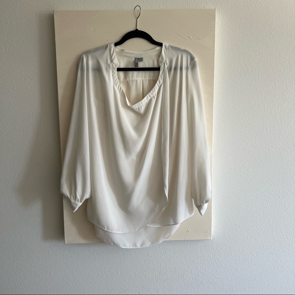 ASOS drape cowl neck oversized blouse ivory 3/4 sleeve - Picture 1 of 4